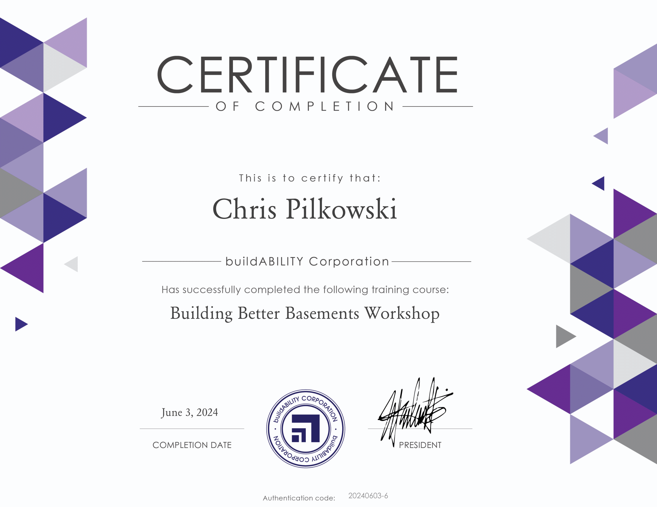Industry certification - Chris Tile & Renovation
