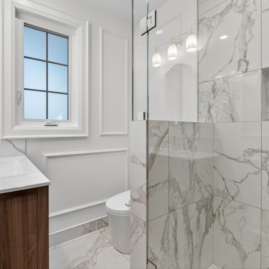 Historic Home Ensuite renovation with structural reconfiguration and curbless shower — Chris Tile & Renovations