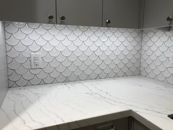 Custom kitchen tile backsplash installed by Chris Tile & Renovations